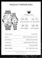 OLEVS Relojes de Pareja de San Valentín - Lujo, Moda para Hombre y Mujer, Juego de Relojes