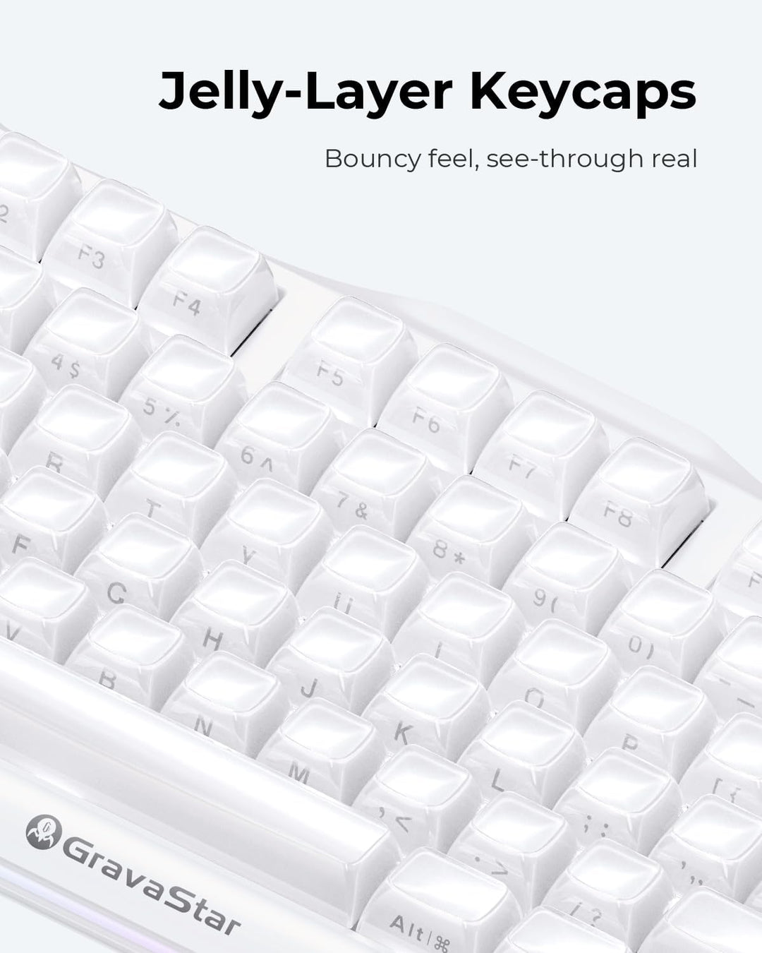 GravaStar Mercury K1 Teclado inalámbrico 75% blanco, teclado mecáni...