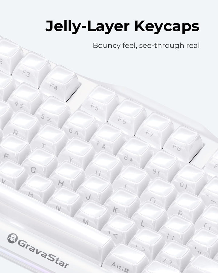 GravaStar Mercury K1 Teclado inalámbrico 75% blanco, teclado mecáni...