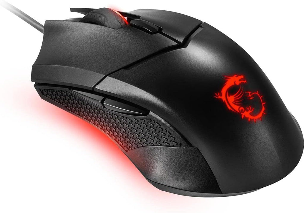 msi Clutch GM08 - Mouse para juegos, 4200 DPI, sensor óptico, 3 pesos ajustables, iluminación LED roja, diseño simétrico