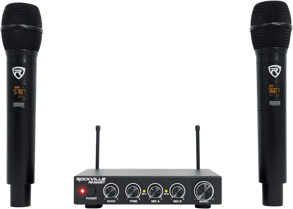 Rockville Interfaz y mezclador de karaoke con micrófono inalámbrico dual, Sin Bluetooth