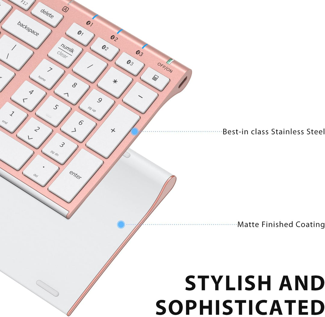 iClever BK10 Teclado Bluetooth, Teclado Inalámbrico Recargable Ultr...