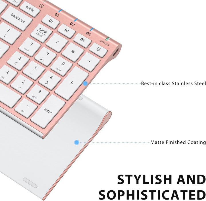 iClever BK10 Teclado Bluetooth, Teclado Inalámbrico Recargable Ultr...