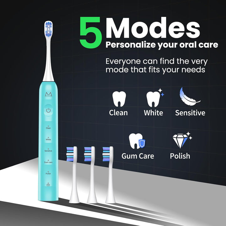 Marlincare Cepillo de dientes eléctrico para adultos, cepillo de di...