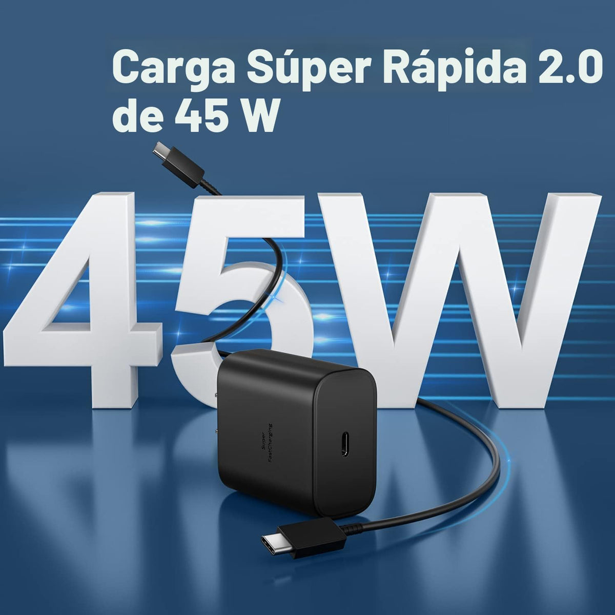 Cargador súper rápido USB C de 45 W, cargador tipo C de carga rápida con