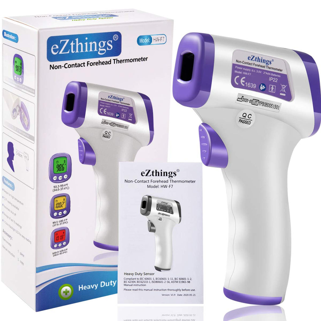 eZthings - Termómetro infrarrojo para frente y sensor de alto calibre sin contacto con pantalla LCD para consultorios médicos, hospitales