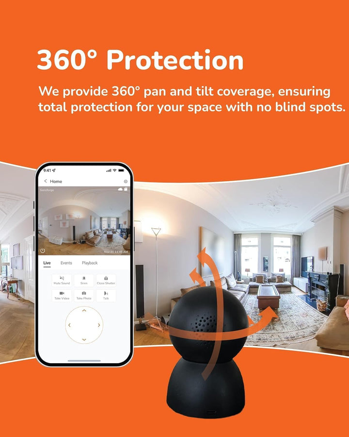 SensForge Cámara de seguridad domo panorámica para interiores de 2....