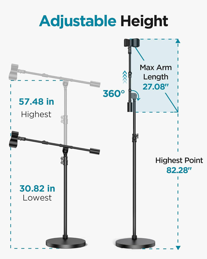 InnoGear Soporte de micrófono, altura máxima de 82.28 pulgadas, sop...