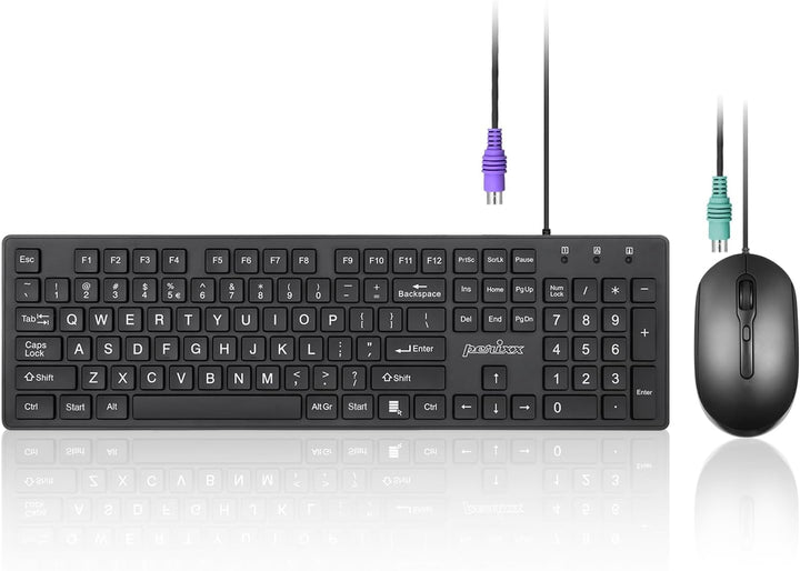 Perixx PERIDUO-117P, Combo de teclado y mouse PS2 estándar con cabl...