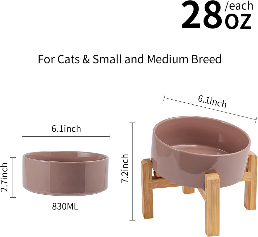Tazón de cerámica para perros elevado/elevado en 15° inclinado, antideslizante, para razas pequeñas/medianas, Bulldog inclinado, cara grande, comida para mascotas, plato de alimentación de