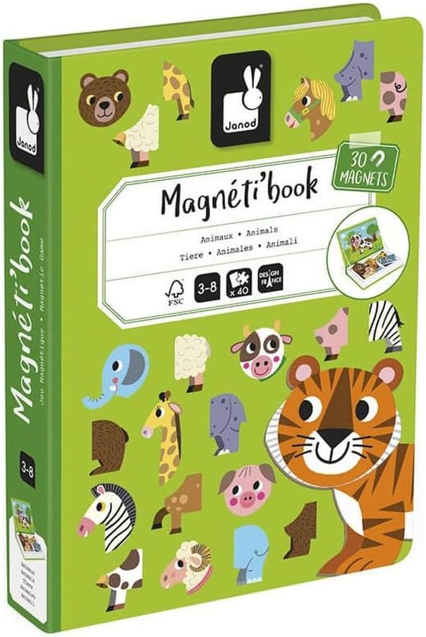 Janod MagnetiBook - Juego magnético de 41 piezas para mezclar y combinar