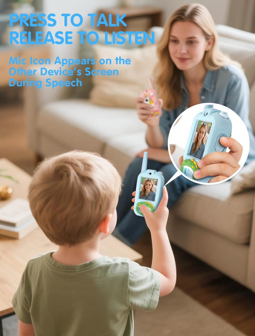 Walkie Talkie para niños con video: paquete de 2 juguetes recargabl...