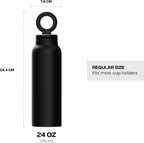 RINGO PRO Botella de agua aislada, soporte magnético para trípode para teléfono, negro, 24 onzas