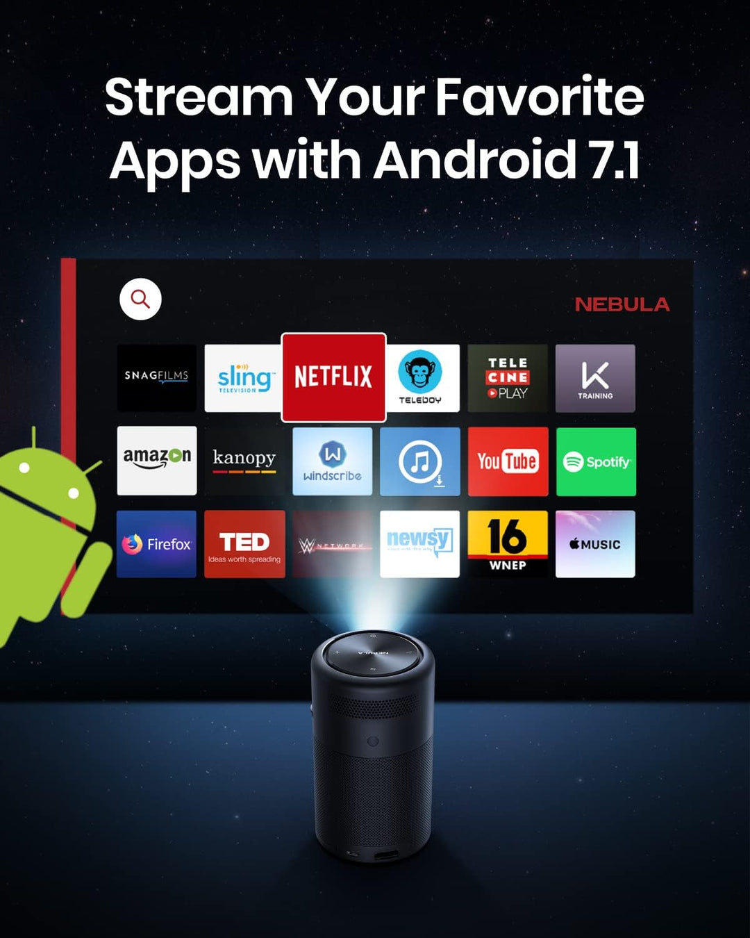 Anker NEBULA Capsule, mini proyector inteligente Wi-Fi, proyector p...