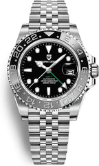 Reloj Pagani Design GMT para hombre, reloj automático de 1.575 pulgadas (40 mm), fecha, 100M resistente al agua, acero inoxidable, cristal de zafiro, reloj mecánico de pulsera PD-1662