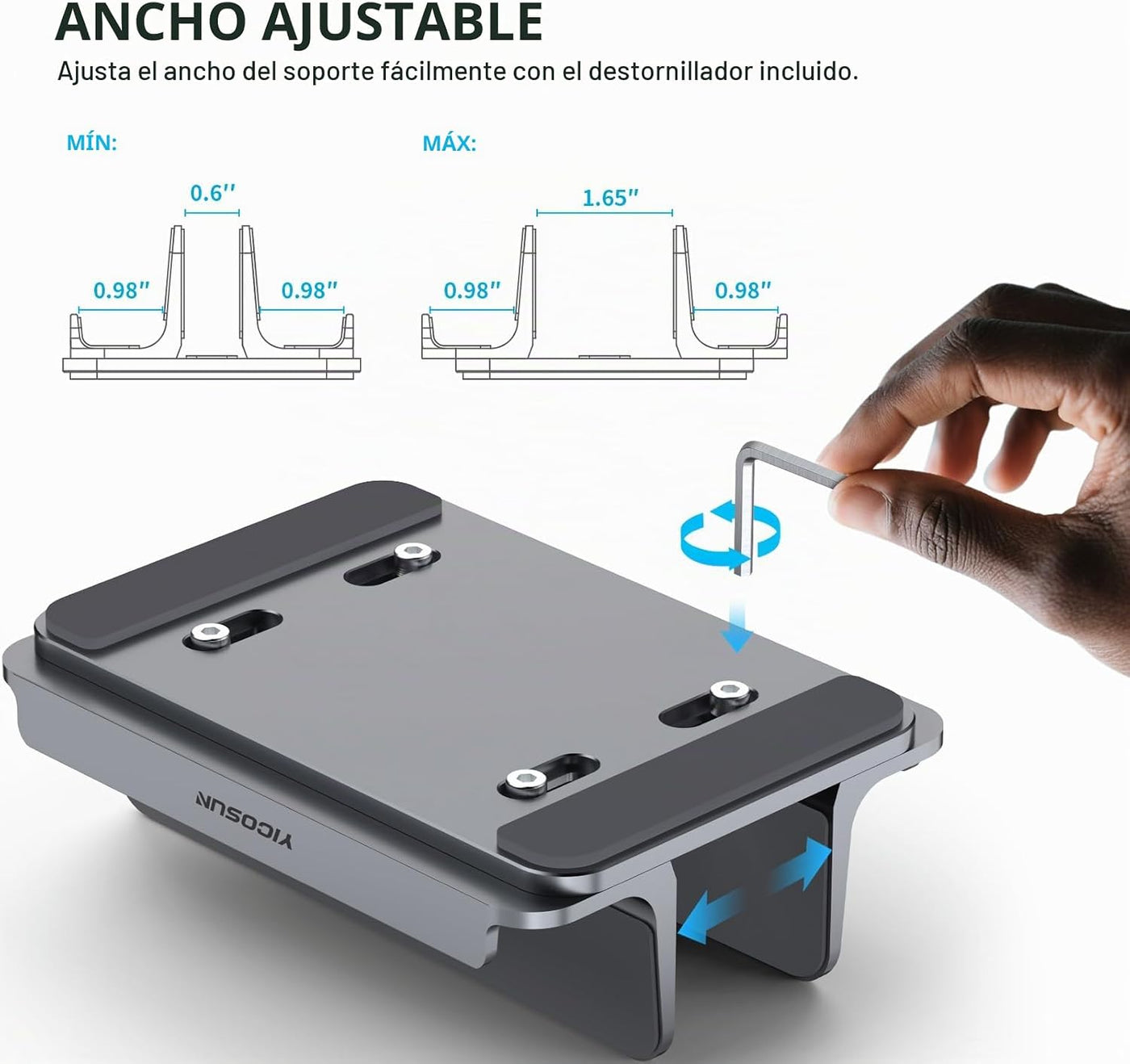 YICOSUN Soporte vertical de aluminio para portátil de 3 ranuras par...