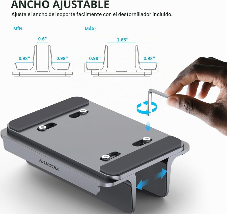 YICOSUN Soporte vertical de aluminio para portátil de 3 ranuras par...
