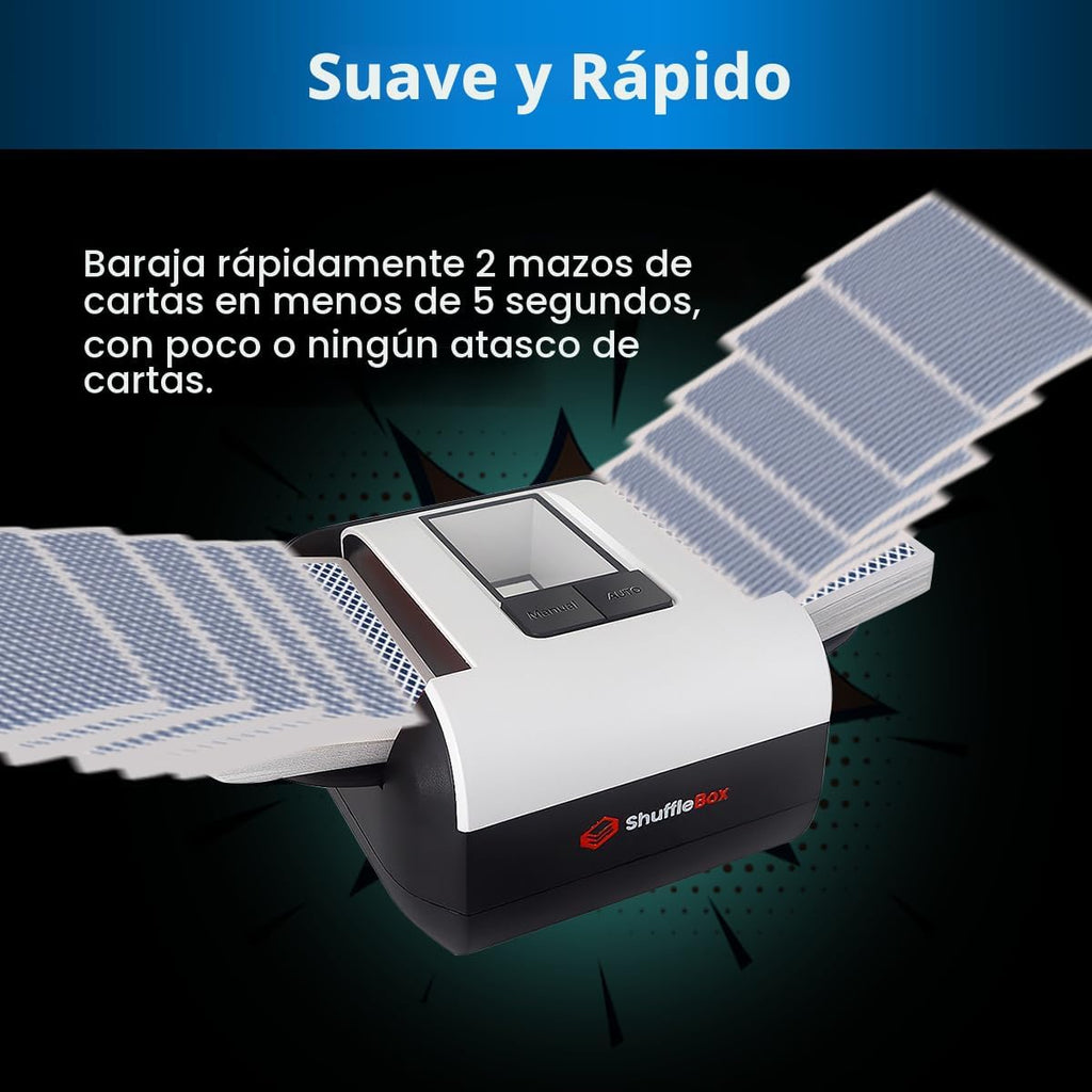 ShuffleBox Barajador automático de tarjetas S1 con batería incorporada recargable de 2000 mAh, máquina barajadora ultra silenciosa de 2 cubiertas