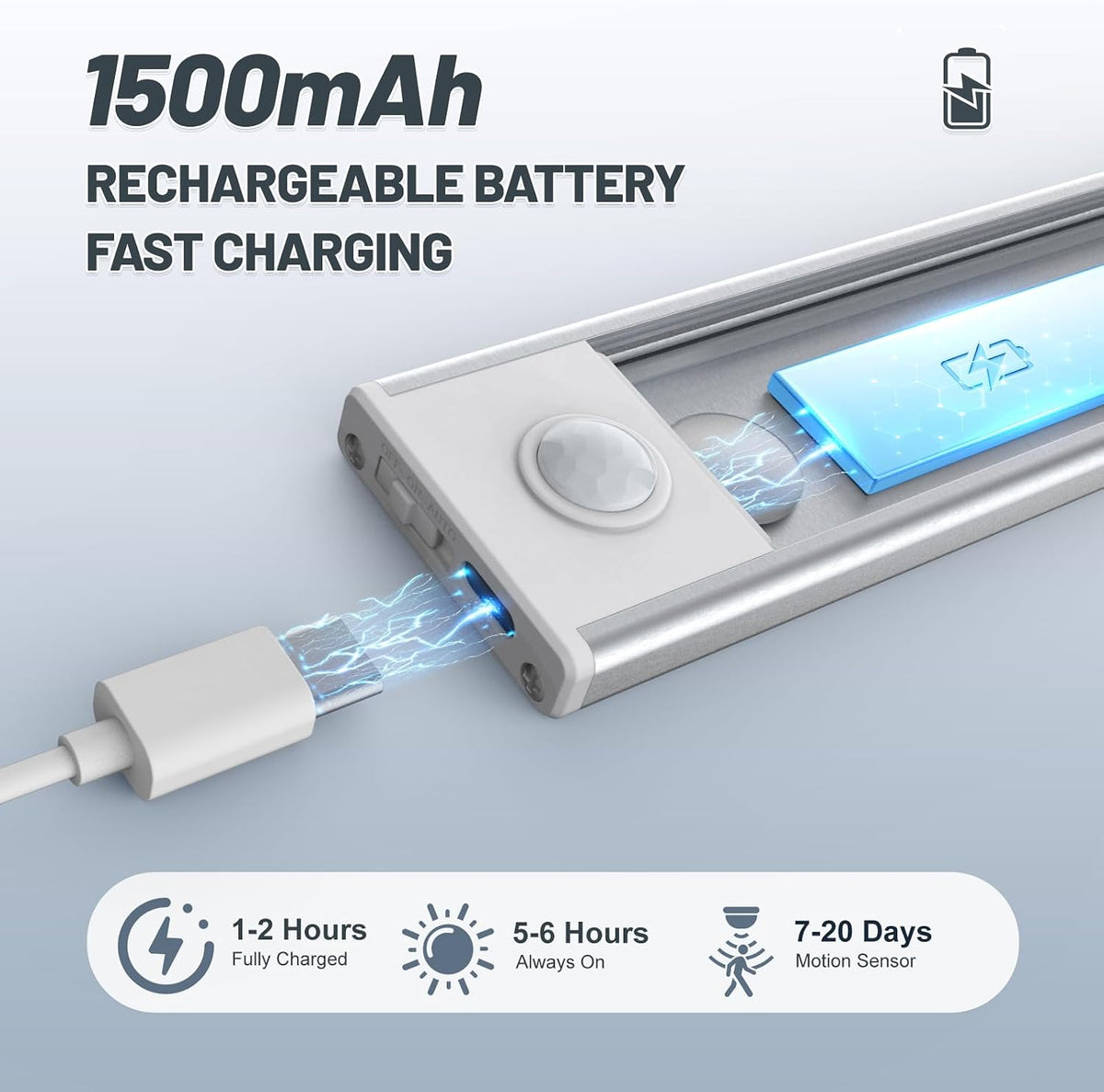 Paquete de 6 luces inalámbricas para debajo del gabinete, 32 luces LED con sensor de movimiento, luces magnéticas recargables para interiores, funciona con pilas, luces debajo del mostrador para