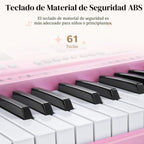 Eastar Kit de piano de teclado electrónico de 61 teclas para principiantes, piano electrónico digital para niños con soporte, banco, soporte de música y micrófono, rosa, instrumento musical, regalos de cumpleaños para niños, niñas e hija