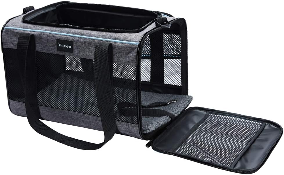 Vceoa Transportador para Gatos y Perros de 19x12x12 Pulgadas, para Mascotas de hasta 22 Libras, Bolsa de Transporte de Animales de Lados Suaves para Viajar con Cachorros, Hogar de Mascotas de Tela