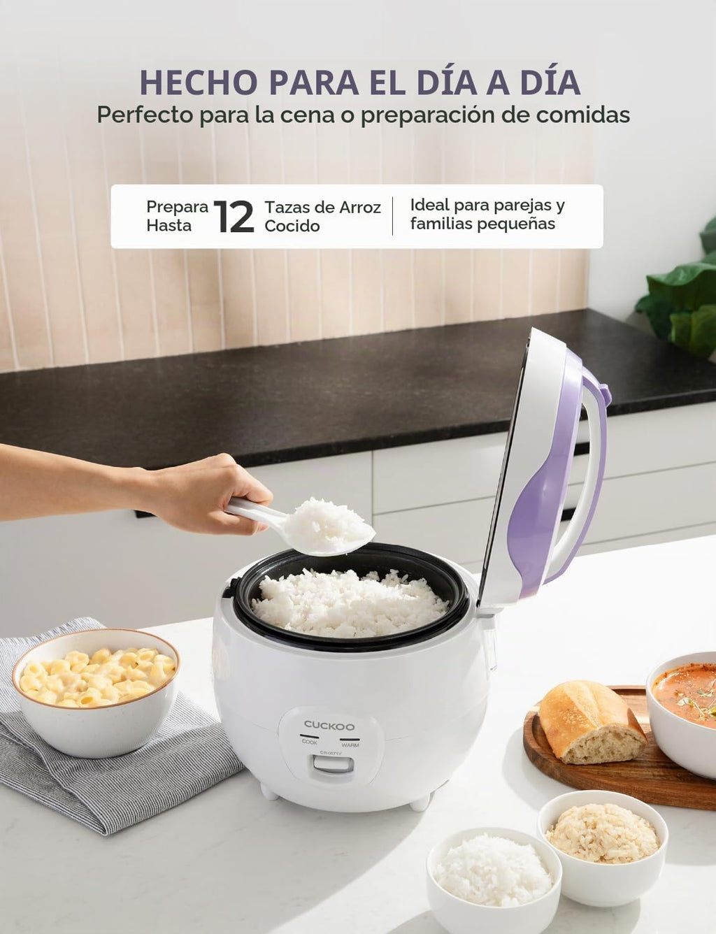 CUCKOO - Arrocera y calentador, 12 tazas cocidas, color blanco, CR-0671V