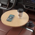 Bandeja de Auto y Escritorio de Auto para Laptop, Soporte Giratório de 360° de Madera, Bandeja para Volante, Accesorios de Auto para Mujeres y Hombres, Compatible con Tesla Model Y/3/S, Ford F150
