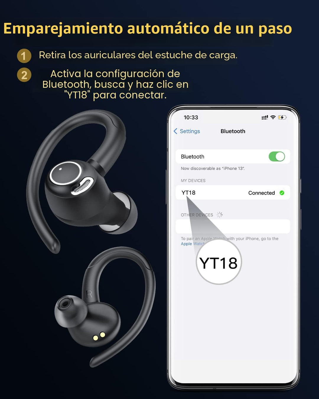 Auriculares inalámbricos, auriculares Bluetooth 5.4 deportivos, aur...