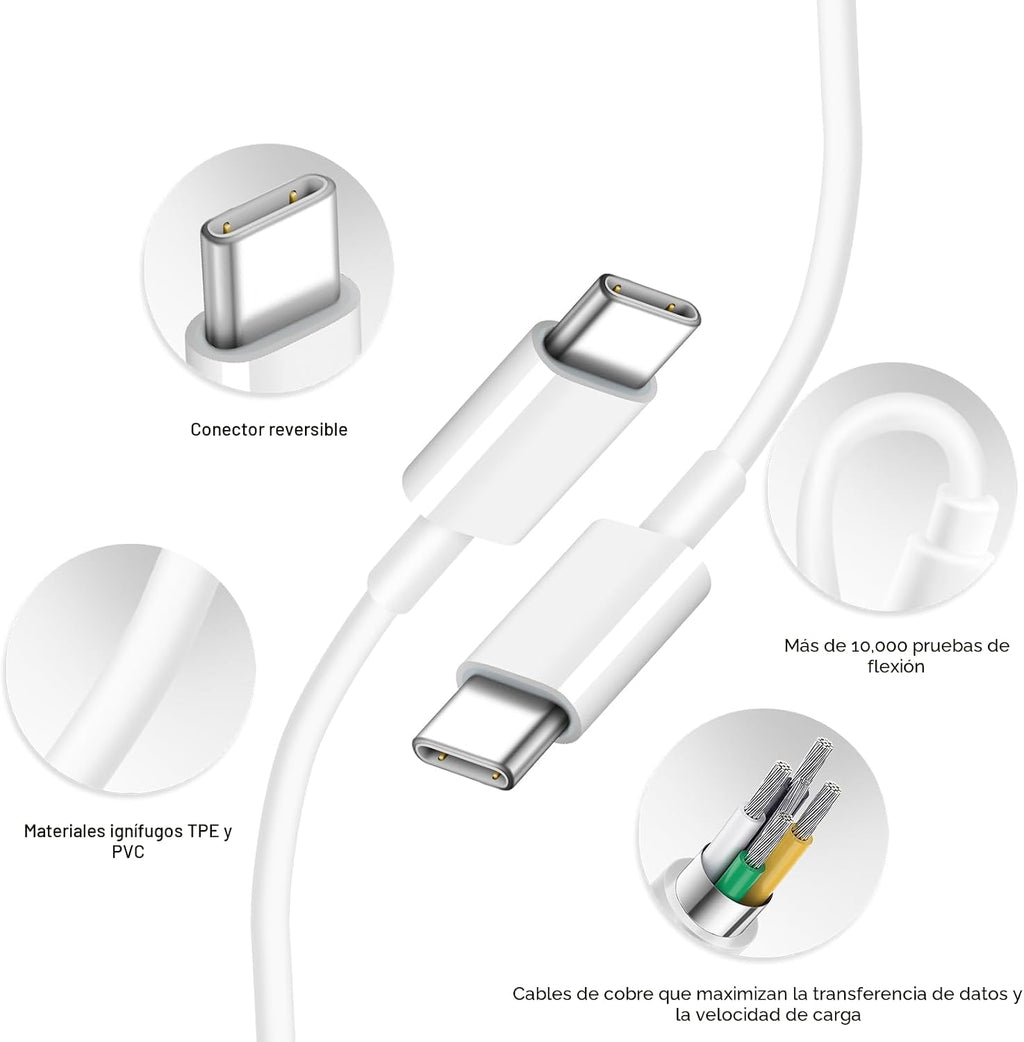 Cargador de carga rápida para iPhone 18, 17, 16, 15, 3 unidades, cargador USB C y cable de 6 pies