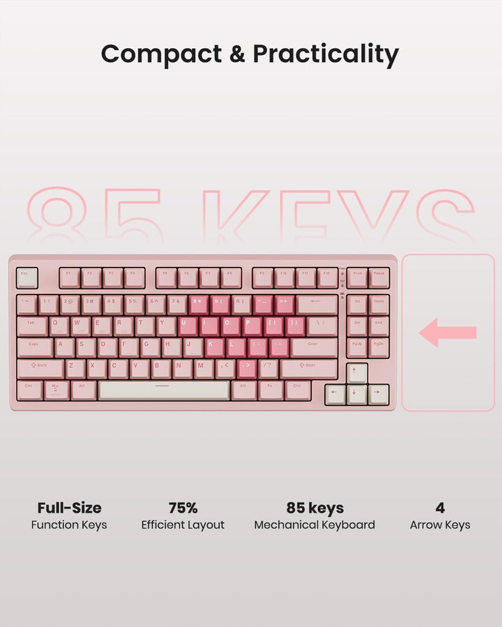 Kisnt Teclado mecánico inalámbrico KN85 para juegos, diseño del 75%...