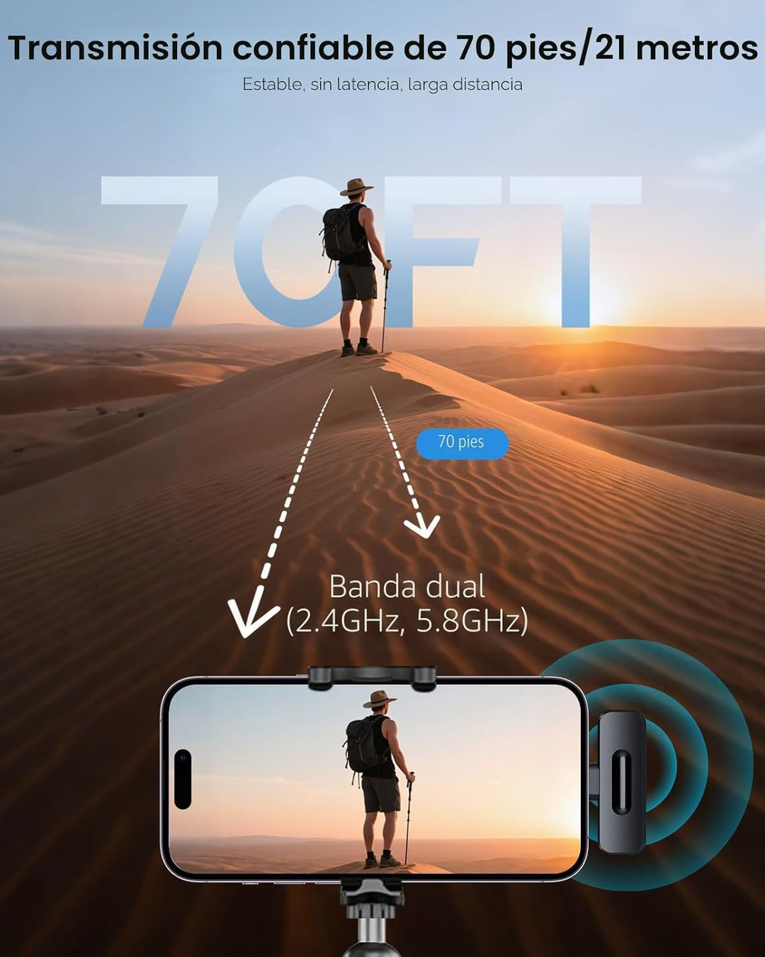 ZOPPLM Mini micrófono inalámbrico para iPhone, micrófono Bluetooth...