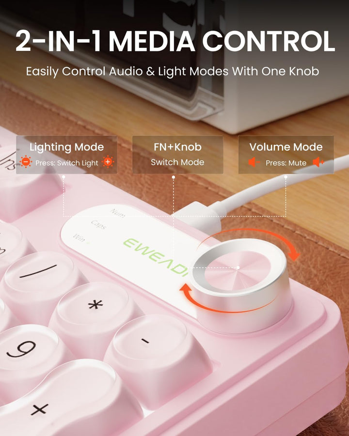 Teclado con cable EWEADN V102, teclado cremoso para juegos de 98 te...