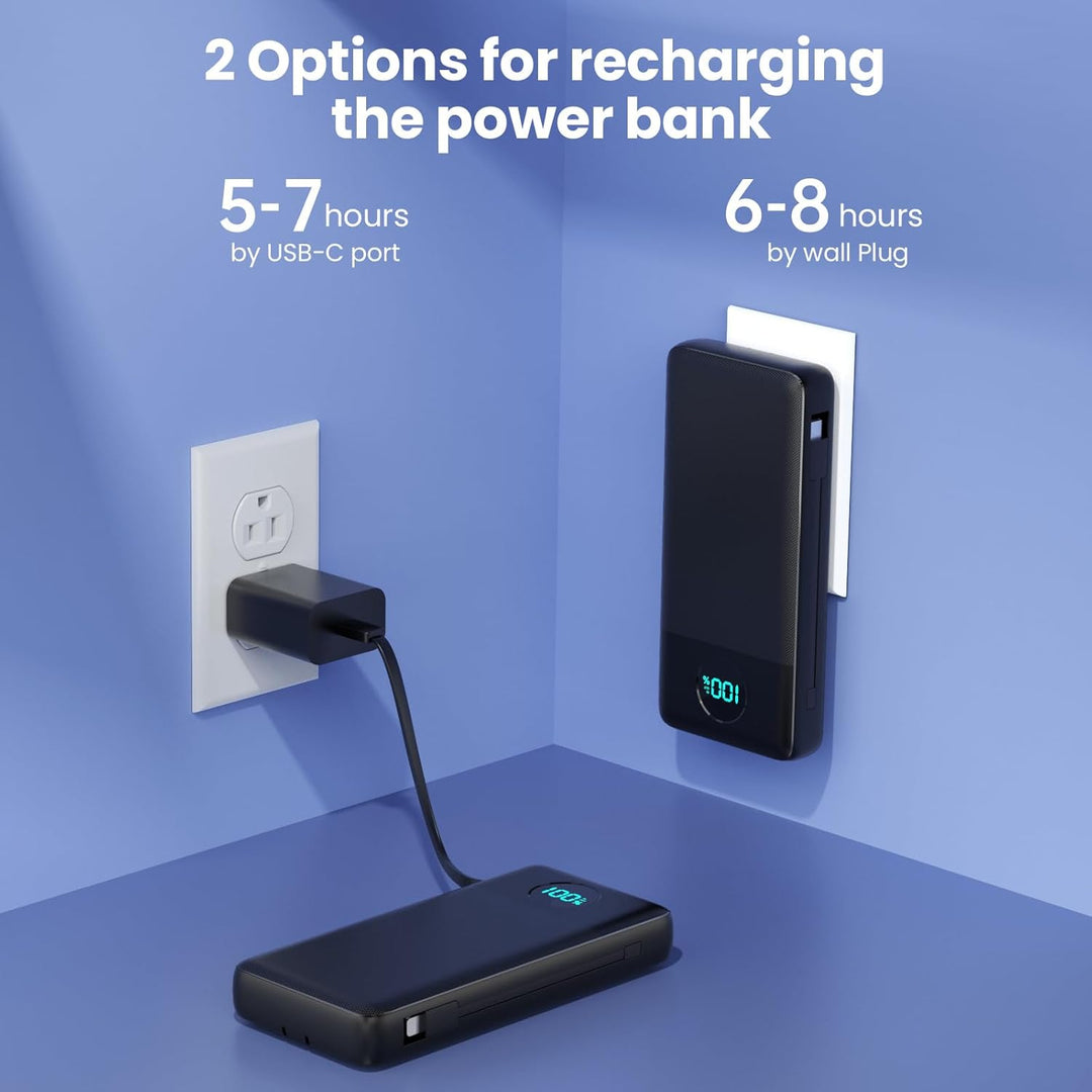 Cargador Portátil 33800mAh Banco de Energía USB C con Cables Integr...