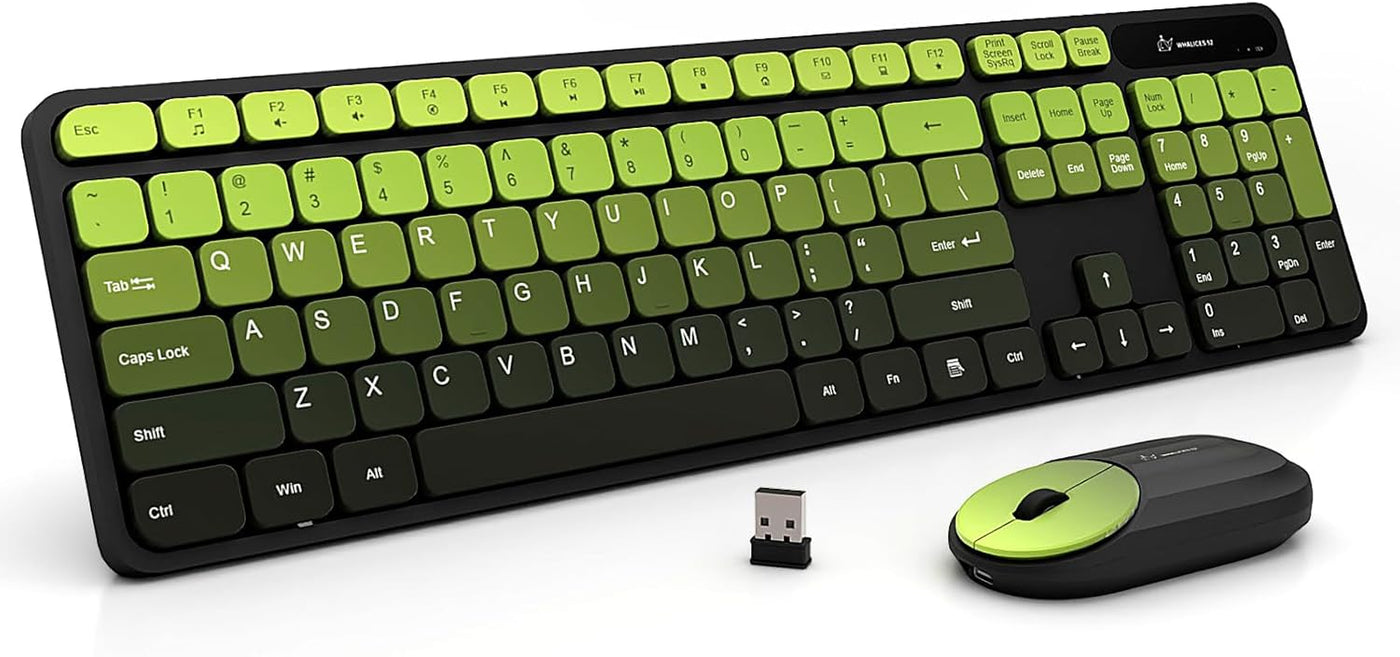 Whalices 52 Combo de teclado y mouse inalámbricos, 2.4 G, recargabl...
