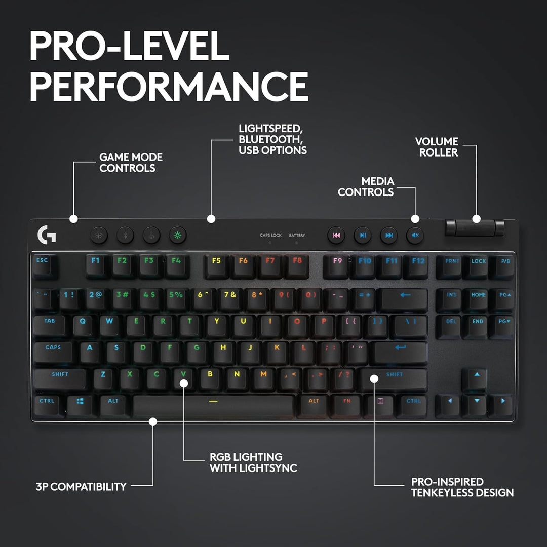 Logitech G PRO X TKL Teclado inalámbrico Lightspeed para juegos, di...
