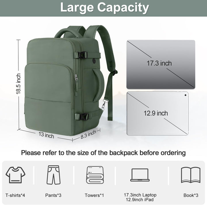 Mochila de Viaje Sinaliy, Verde militar, X-Grande