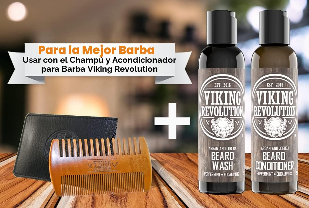 BEST DEAL peine de madera para barba y estuche, acción dual, diente...