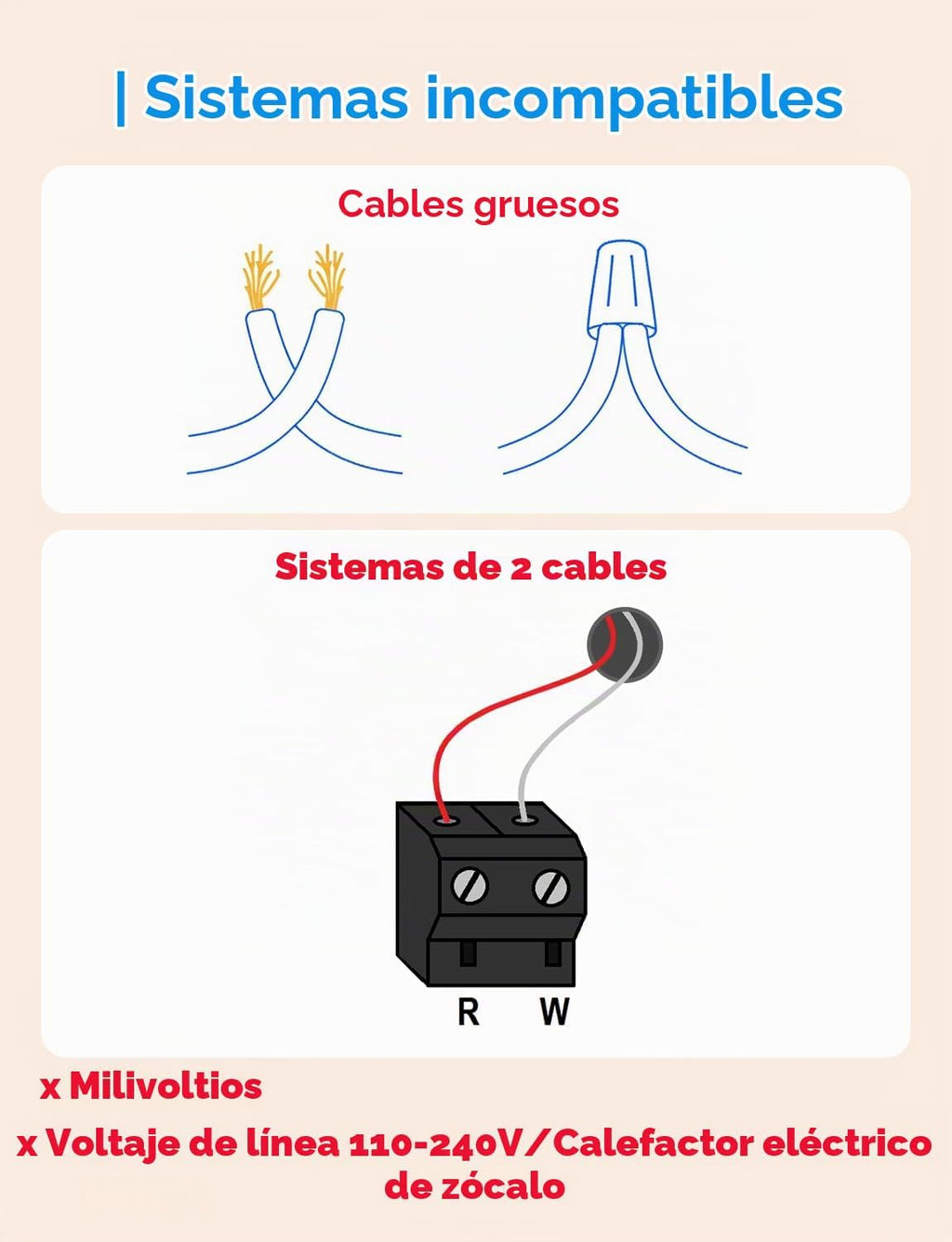 meross Adaptador de cable C para termostato inteligente, requiere cables R Y G, 16 pulgadas