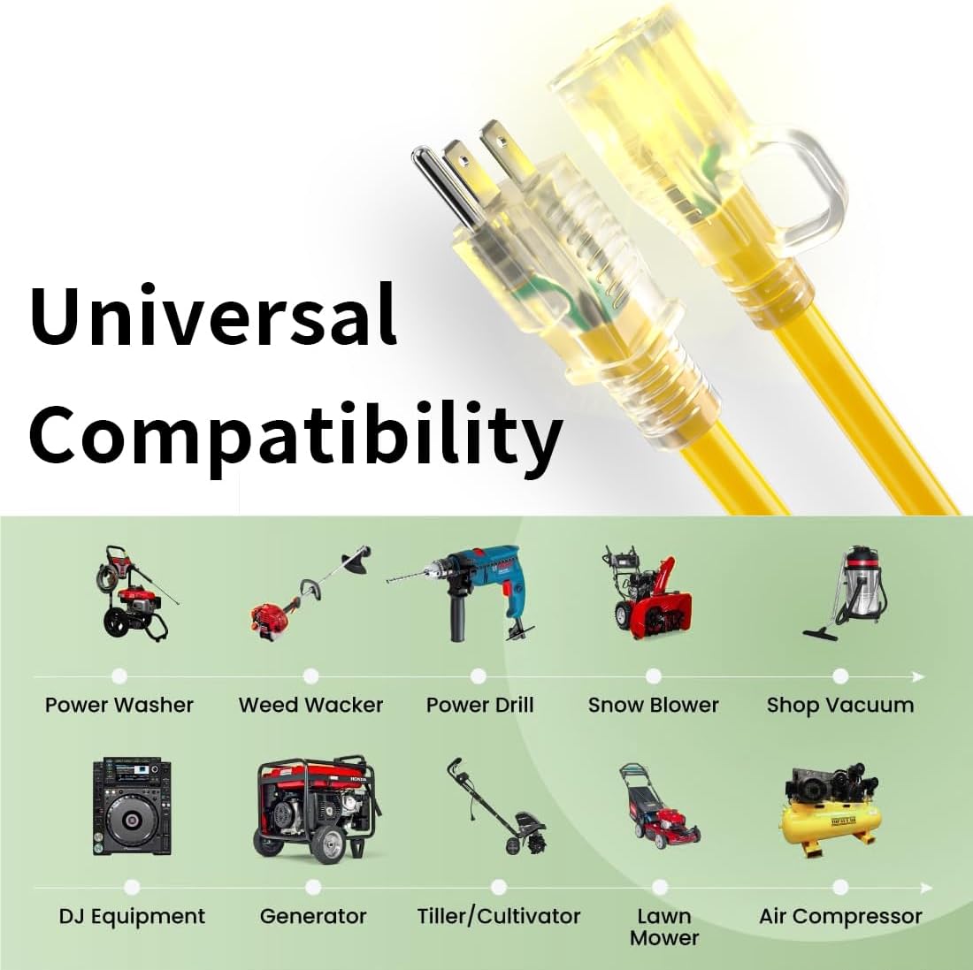 HUANCHAIN - Cable de extensión resistente calibre 12, 50 pies, impermeable