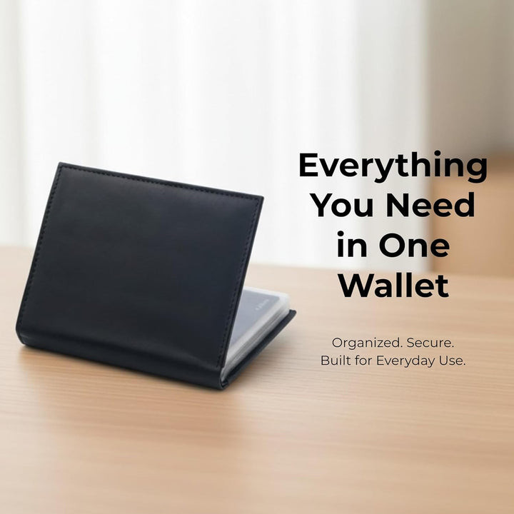 AG Wallets - Cartera de piel para hombre, capacidad para 24 tarjeta...