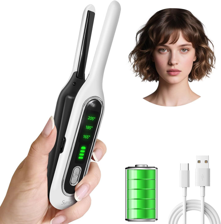 Sunmay Mini plancha plana inalámbrica, alisadora de pelo de lápiz d...
