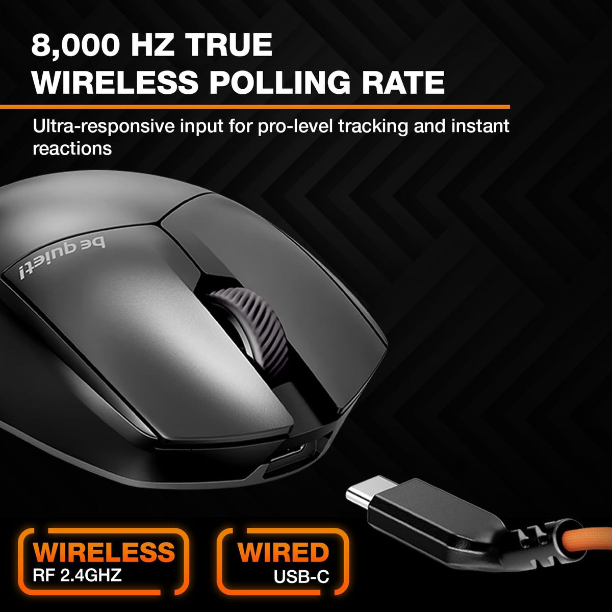 be quiet! Dark Perk Ergo - Mouse para juegos de PC, 1.94 oz, ligero...
