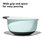 OXO Good Grips Juego de 3 Cuencos de Plástico para Mezclar de 3 Piezas - Azul Cadete, Gris Torre, Jade, Pequeño, Mediano, Grande