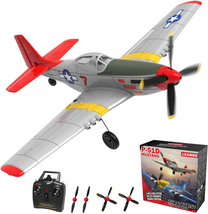 LEAMBE Avión RC de 4 canales, avión acrobático listo para volar, co...