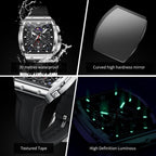 OLEVS Relojes para Hombre Casual Lujo Cara Grande Cronógrafo Multifuncional Relojes de Hombre Correa de Silicona/Nylon Duradera 3 ATM Resistente al Agua Reloj de Hombre Fecha Fase Lunar Reloj