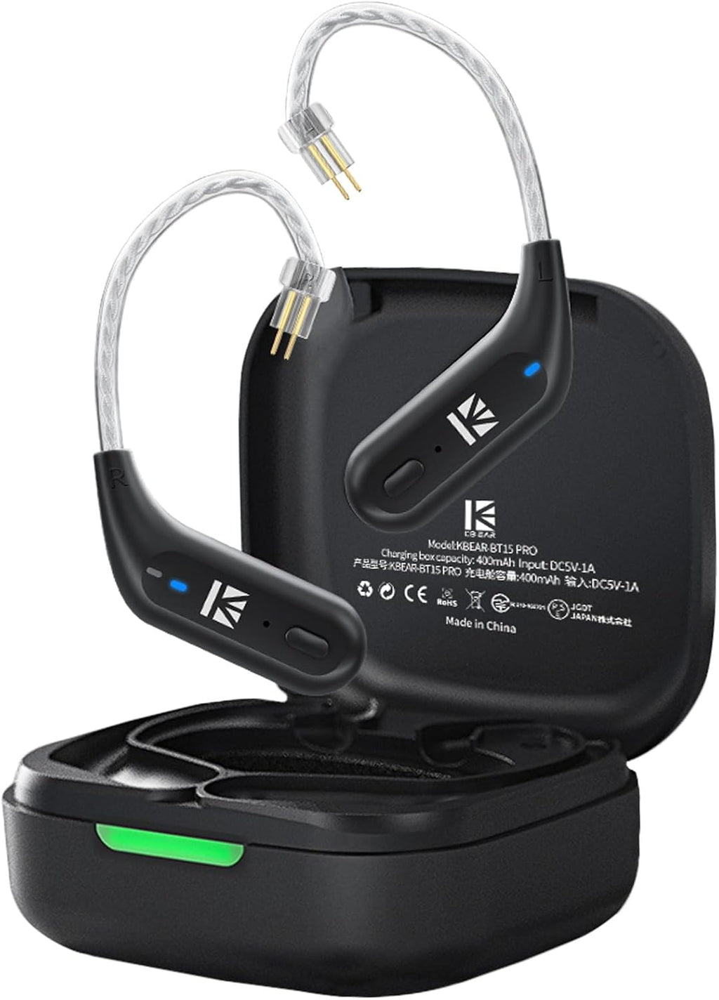 Adaptador Bluetooth KBEAR BT15 PRO IEM, módulo TWS de 5.4 Bluetooth 5.4 de 2 pines para Moondrop CHU II/Aria/Blessing, KZ ZST/AS10/ZST-X/ZSR/ES4/EDC, para Truthear Hexa/Zero (2 pines)