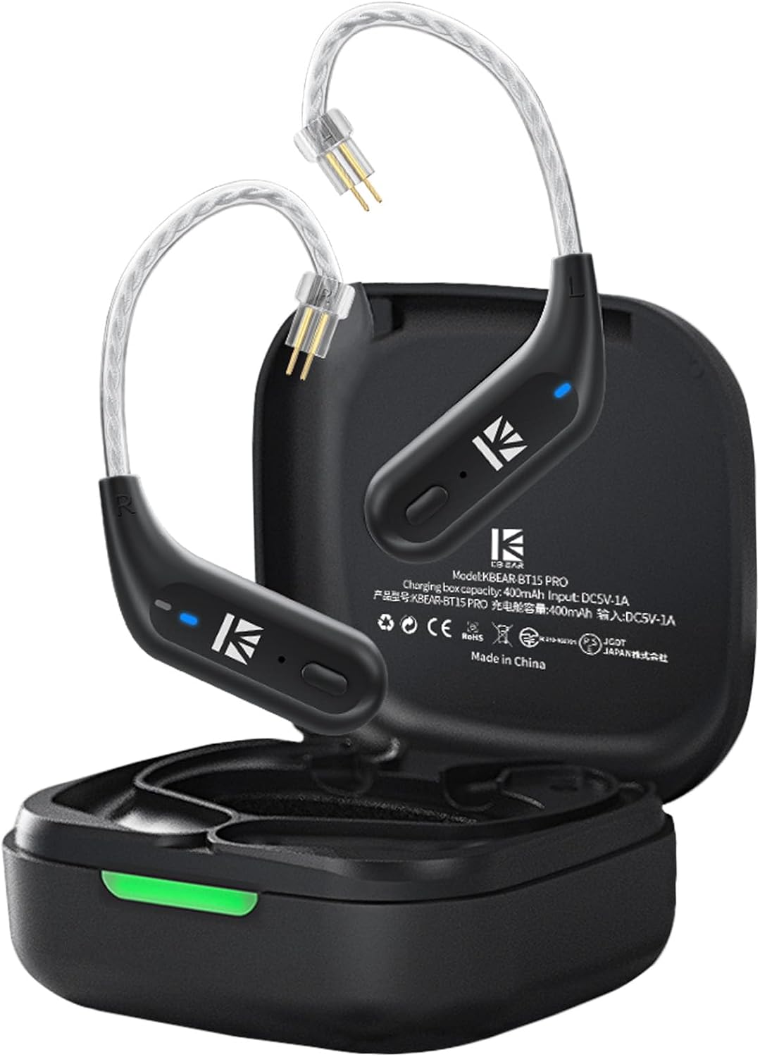 Adaptador Bluetooth KBEAR BT15 PRO IEM, módulo TWS de 5.4 Bluetooth 5.4 de 2 pines para Moondrop CHU II/Aria/Blessing, KZ ZST/AS10/ZST-X/ZSR/ES4/EDC, para Truthear Hexa/Zero (2 pines)
