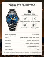 OLEVS Relojes para Hombre de Lujo a prueba de agua Lúminosos de lectura fácil Cronógrafo Con Esmalte Dorado Completo / Blanco Dial / Cara Negra Calendario Pulsera Relojes