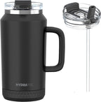 Hydraful Vaso de 64 onzas con asa y pajilla, 100% a prueba de fugas, vaso aislado reutilizable, botella de agua grande de acero inoxidable, taza de viaje para gimnasio, senderismo y campamento