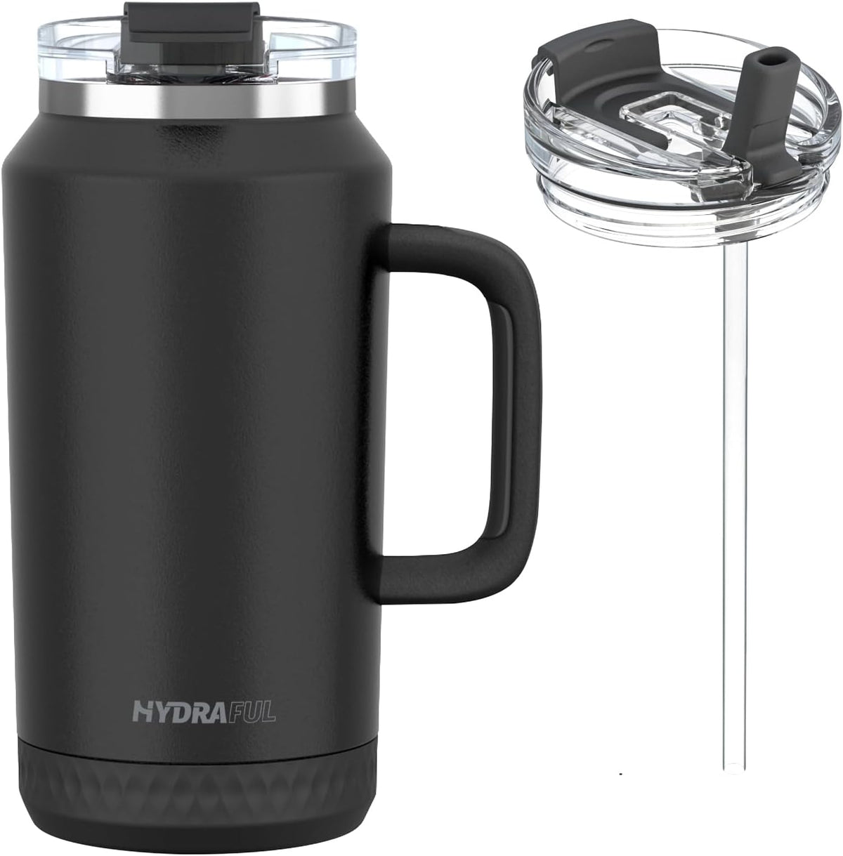 Hydraful Vaso de 64 onzas con asa y pajilla, 100% a prueba de fugas, vaso aislado reutilizable, botella de agua grande de acero inoxidable, taza de viaje para gimnasio, senderismo y campamento